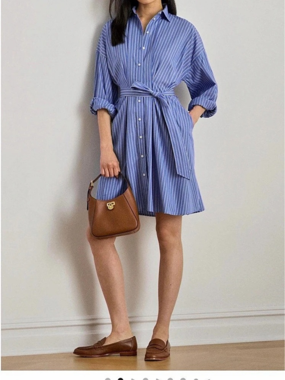 Lauren Ralph Lauren Yarn Dyed Broadcloth Cotton Long Sleeve Shirtdress
